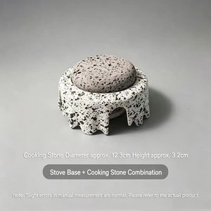 Plaque de cuisson en pierre de lave chaude pour steak, barbecue et grillades de viande – Ensemble de grillades en pierre - Product Image 6
