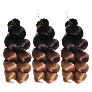Extensions de <span class=keywords><strong>cheveux</strong></span> synthétiques <span class=keywords><strong>bouclés</strong></span> ondulés de 12 pouces, couleur <span class=keywords><strong>marron</strong></span> ombré, pour tresses françaises, boucles courtes et rebondissantes, teintes, 75g - Product Image 2