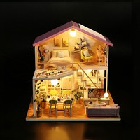 Modèle de maison de poupée en bois 3D lumineux à LED, jouet de construction DIY pour enfants et adultes, décoration intérieure et cadeau de fête