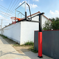 Système de panier de basket fixe encastré direct usine avec anneau métallique détachable et panneau arrière en verre trempé pour salle de sport intérieure et extérieure