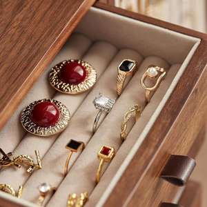 批发定制豪华木质环保长方形珠宝收纳盒定制徽标天使主题耳环项链展示架 - Product Image 3