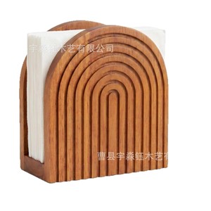 Porte-serviettes en bois massif, support de rangement de bureau en demi-cercle, style bohème, décoration de table de fête - Product Image 5