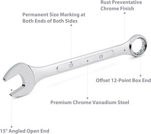 14-Piece Essential Metric Dual Purpose <strong>Combination</strong> <strong>Wrench</strong> Set in Roll-up Pouch, Metric Sizes 6mm - 19mm - Product Image 4