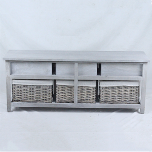 Vintage Grey Range -Three <strong>Drawer</strong> and Three <strong>Wicker</strong> Basket Storage Unit - Product Image 3
