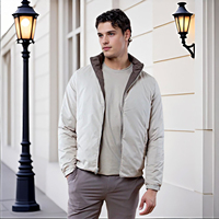 Veste bomber rembourrée pour homme, logo personnalisé OEM en gros, nylon résistant au vent, manteau léger matelassé