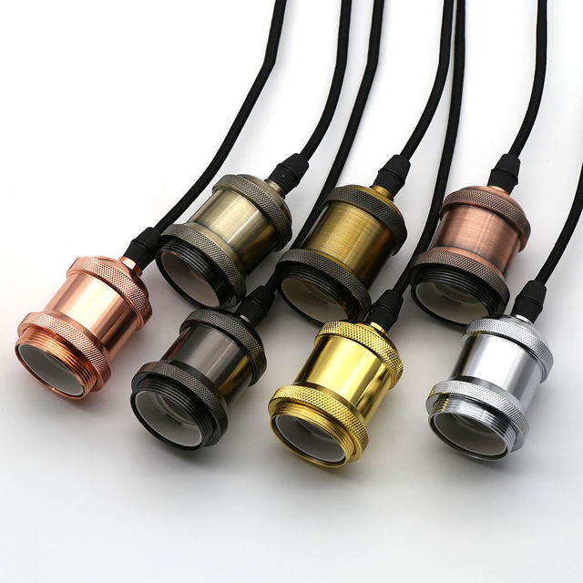 E27 Screw Bulb Light Socket Aluminum Lamp Holder for DIY Pendant Light Fittings Lamp Bases