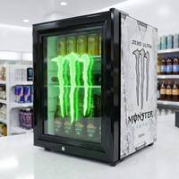 Réfrigérateur commercial pour boissons énergisantes avec logo LED personnalisé, porte vitrée, pour bar, café, hôtel, OEM, CE/CB