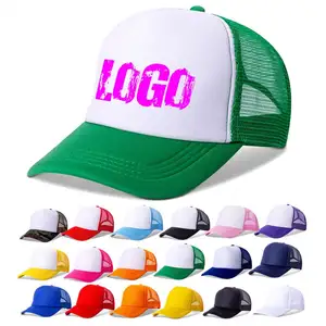 Gorra frontal de espuma de 5 paneles de malla suave bordada en 3D con parche personalizado con fabricantes de ropa de cuero sombreros gorra de camionero de pana