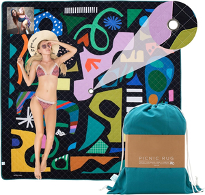 Motif personnalisé Super Large Impression Quilting Tapis <span class=keywords><strong>de</strong></span> <span class=keywords><strong>plage</strong></span> Tapis <span class=keywords><strong>de</strong></span> jeu avec oeillet <span class=keywords><strong>de</strong></span> parapluie au milieu - Product Image 1