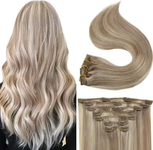 Wholesale 100% Natural Clip In Hair Extensions 100human Hair Invisible Clip In Hair Extensions For Woman