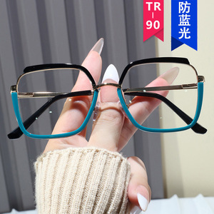 Monture Lunettes Anti-Lumière Bleue Caractéristique Carré Myopie Cadre Diamant Visage Élégant Instagram Populaire <span class=keywords><strong>Natu</strong></span> Couleur - Product Image 4