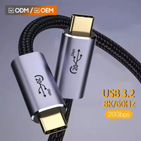 Câbles USB3.2 Type-C PD 100W 8K 60Hz 5A à charge rapide 20 Gbps 1M en cuivre pur blindé pour ordinateurs portables et appareils mobiles iOS