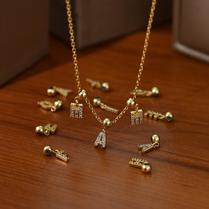 Strass placcato oro flottante Mini iniziali alfabeto minuscolo charm <span class=keywords><strong>a-z</strong></span> per bracciale collana - Product Image 2