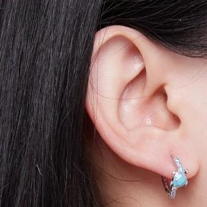 Orecchini a forma di tartaruga placcati in argento con pietra preziosa blu per le donne, regalo di gioielli a forma di animale alla moda - Product Image 4