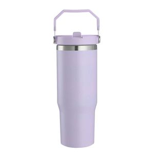 Gobelet de voyage isotherme avec poignée de voiture, 20oz 30oz, tasse à double paroi avec couvercle et paille antidérapante pour la conduite - Product Image 1