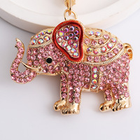 Porte-clés éléphant rose de luxe en strass pour femme, pendentif animal thaïlandais en cristal étincelant, breloque de sac tendance, cadeau pour clés de voiture