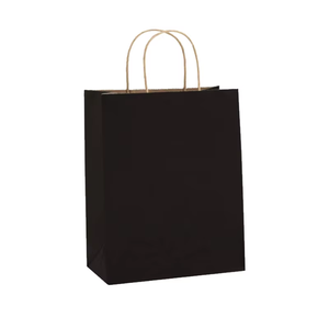 Bolsa de Papel Kraft Negra con Logotipo Personalizado para Comida para Llevar, Panadería, Galletas, Compras, con Asas - Product Image 2