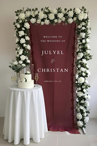 Letrero de Boda Personalizado de Tul Transparente, Tela de Encaje Borgoña, Letrero de Bienvenida para Boda, Decoración para Ceremonia, Regalo de Compromiso - Product Image 3