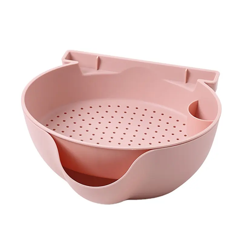 Kitchen 2 In 1 Plastic Strainers Bowl Fruit Vegetable Storage Containers Double Layer sink Drain Basket
