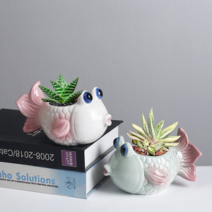 Vaso <span class=keywords><strong>per</strong></span> Piante Succulente in Ceramica a Forma <span class=keywords><strong>di</strong></span> <span class=keywords><strong>Pesce</strong></span> Tropicale, Ornamento Carino <span class=keywords><strong>per</strong></span> Piante Grasse, Vendita all'Ingrosso - Product Image 1