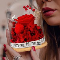 Coeur Boîte Réel Floraison Préservé Rose Babybreath Hortensia Pour Fleur Préservée Saint Valentin Fête Des Mères