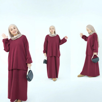 Ensembles musulmans d'hiver pour femmes du Moyen-Orient, tenue modeste en 2 pièces, sweat-shirt en tricot épais, haut et jupe, costume islamique, tenue abaya