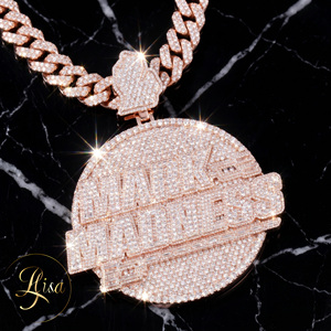Pendentif personnalisé en argent 925 avec <span class=keywords><strong>diamant</strong></span> Moissanite VVS certifié GRA, style Hip Hop, lettre initiale, chaîne Iced Out, bijoux fins - Product Image 1