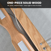 Suspension linéaire en bois de chêne à intensité variable, design incurvé plat 150 cm, éclairage LED pour îlot de cuisine avec hauteur réglable