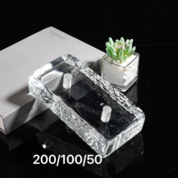 Processus de rainurage étanche côté arrondi cristal de glace verre brique poinçonnage conception creuse solide pour salle de bain cuisine décoration