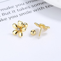 Fünfblättrige Blumen-Ohrstecker mit Schraubverschluss aus 925 Sterling Silber Minimalistische Ohrringe