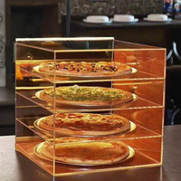 Support à pizza en acrylique à 4 niveaux, vitrine à gâteaux en acrylique transparent, boîte de présentation transparente
