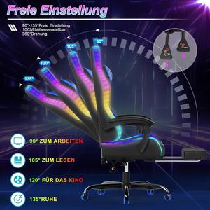 Coussin de siège à ressort de poche Massage chaise de jeu ergonomique RGB LED Sillas <span class=keywords><strong>Gamer</strong></span> Play Game Racing Chair avec haut-parleurs <span class=keywords><strong>Bluetooth</strong></span> - Product Image 3