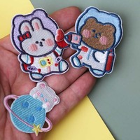 8 Buah Set Stiker Tempel Astronot Hewan untuk Pakaian, Topi, Tas, Kaus Kaki, untuk Hadiah DIY, Dekorasi Aktivitas Komersial, Seragam