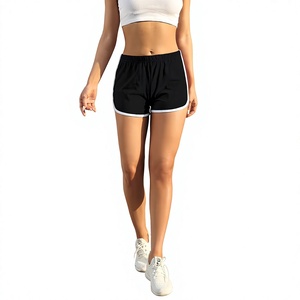 <b>Women's</b> High Waist <b>Black</b> Running <b>Shorts</b> With White Trim Quick Dry Athletic <b>Shorts</b> Sporty Fit Elastic Waist Casual Gym Wear - Product Image 1