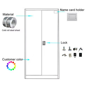 Ánh sáng màu xám 2-cửa thép Swing Tủ hồ sơ thiết kế hiện đại nội thất văn phòng có thể điều chỉnh cho nhà xưởng trường sử dụng tùy chọn - Product Image 3