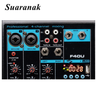 Dvk — mélangeur Dj F40U, Mini Console pour Mixer, enregistrement Audio, à 2 canaux, avec effets USB/BT de 48v