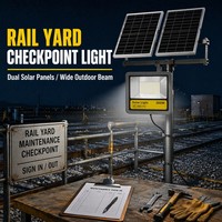 Reflector LED Solar de Aluminio IP66 de 300W con Dos Paneles Separados, Nueva Batería de 3.2V 45AH, Alta Luminosidad para Exteriores, Patio, Estacionamiento