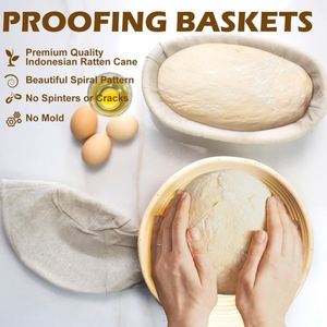 Juego de <span class=keywords><strong>2</strong></span> cestas redondas de 85 cm para masa de pan, de diferentes tamaños, para masa de levadura, con libro de recetas para pan holandés horneado. - Product Image 3