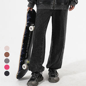 350GSM Heavyweight Joggers Washed Distressed, Oversized Straight Leg Street Sweatpants - Product Image 3