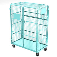 Chariot logistique à quatre couches en plastique pliable avec cloison amovible Stockage à double porte couvert