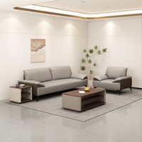 Ensemble de canapés de réception de bureau en cuir PU moderne, canapé d'attente pour visiteurs d'affaires avec table basse pour hall d'accueil de bureau