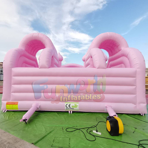 Kids outdoor party pink inflatable bouncy castle with double slide bounce house commercial adult - Product Image 3