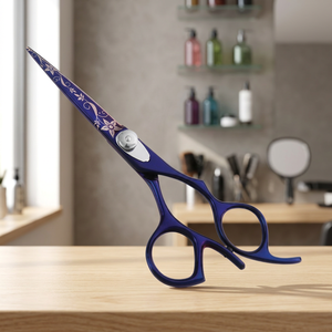 Ciseaux de coiffure professionnels en acier inoxydable à pointe affûtée pour droitiers, manche long, ciseaux à cheveux bleus - Product Image 2