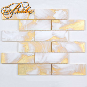 Mosaïque murale en verre premium doré nuageux, nouveau style, décoration intérieure, superbe crédence pour villa, design magnifique - Product Image 3