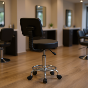 D0100HEK4EG เก้าอี้ทรงกลมปรับระดับได้ หนังสังเคราะห์สีดำ ดีไซน์ร่วมสมัย เฟอร์นิเจอร์เชิงพาณิชย์ - Product Image 2