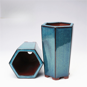 Pots à fleurs en argile violette de Yixing, pots à bonsaï en céramique émaillée, pots à succulentes, pots à orchidées hexagonaux, vente en gros disponible - Product Image 1