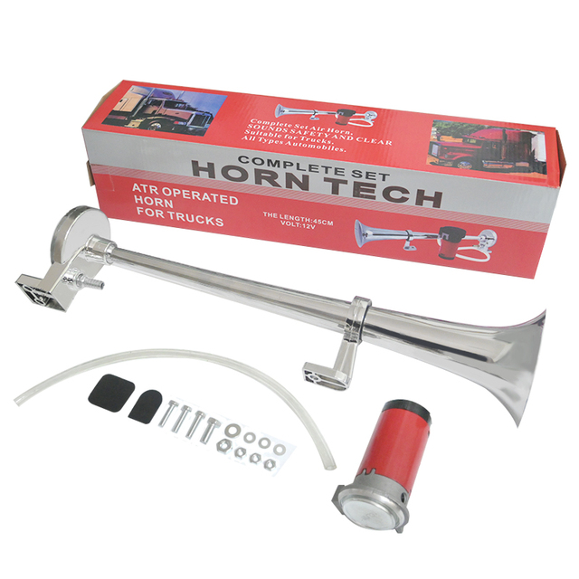 Truck Whistle Train Horn 17inch Single Tube Gas Horn 12V Airhorn Zinc Alloy 150dB Motor
