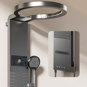 Nuovo Design W8 Pannello <span class=keywords><strong>Doccia</strong></span> a Parete in Lega di Alluminio <span class=keywords><strong>con</strong></span> Getti Massaggianti a Cascata <span class=keywords><strong>e</strong></span> <span class=keywords><strong>Doccia</strong></span> a Pioggia <span class=keywords><strong>e</strong></span> <span class=keywords><strong>Doccetta</strong></span> - Product Image 2