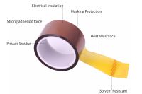 Ruban adhésif en polyimide silicone haute température simple face 20mm x 33m 20mm x 66m Isolation électrique Protection thermique