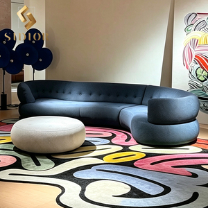 Haut de gamme <span class=keywords><strong>france</strong></span> style meubles sens coin velours tissu incurvé salon minimaliste canapé 3 places canapé - Product Image 2